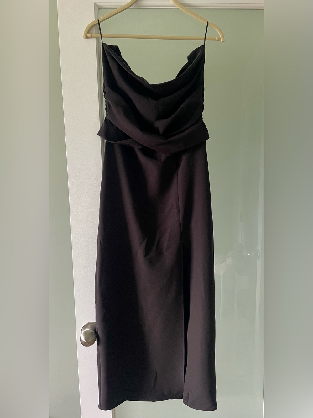 Zara Black Midi Dress with Draped Waist